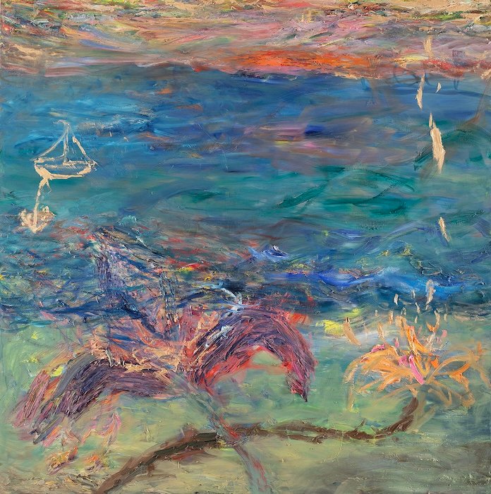 Kultainen vene — 160 × 160 cm, oil on canvas, 2025