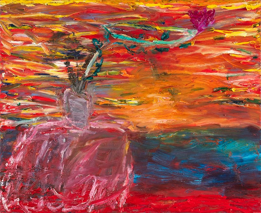 Kun lehdet rakensivat veneen, öljy kankaalle — 90 × 110 cm, oil on canvas, 2024